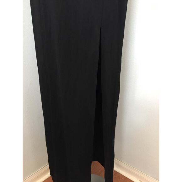 Vintage Tootsies Evening Dress L Black Rhinestone Formal High Slit Lace Up Back - Picture 4 of 10
